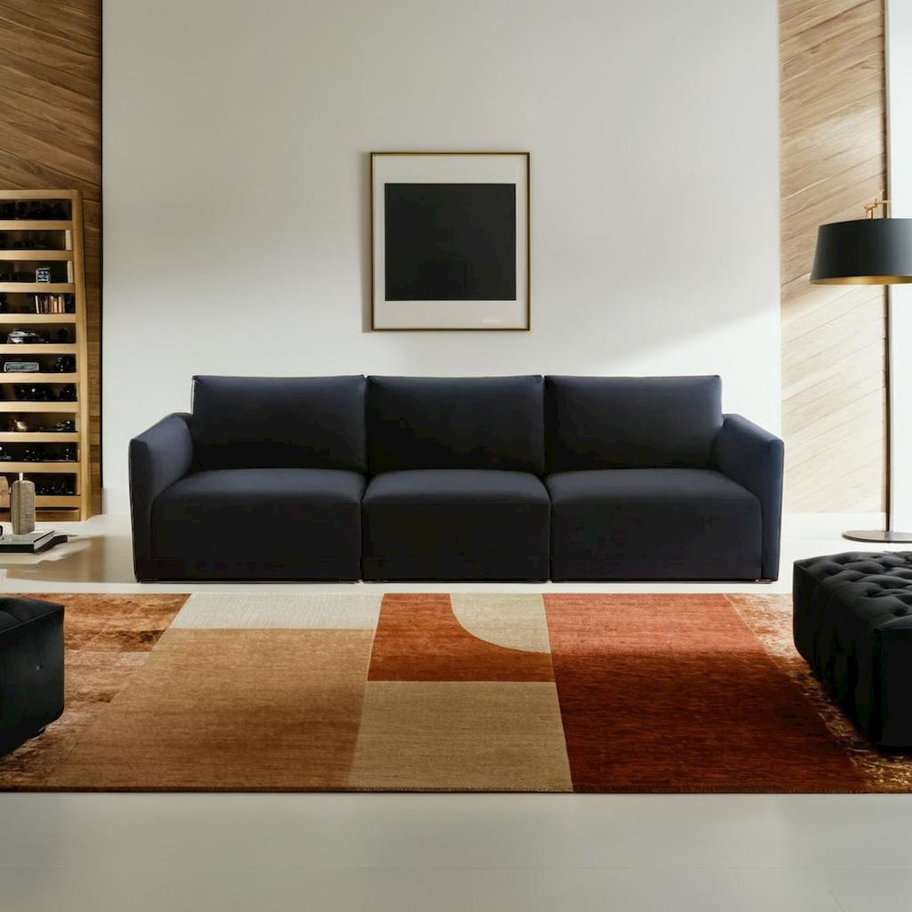 Elegant Modular Sofa in Navy Velvet with Plywood Frame for Modern Living