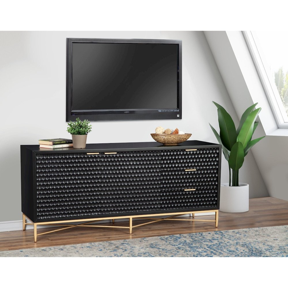 Contemporary Black Pearl TV Console, Black
