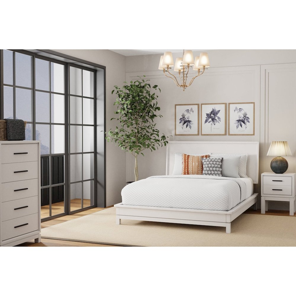 Modern Contemporary Nova Queen Platform Bed, Chalk White