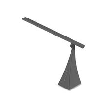 LED Pyramid-Base Tilt-Arm Desk Lamp with USB Charging Station, 12" to 16.2" High, Gray