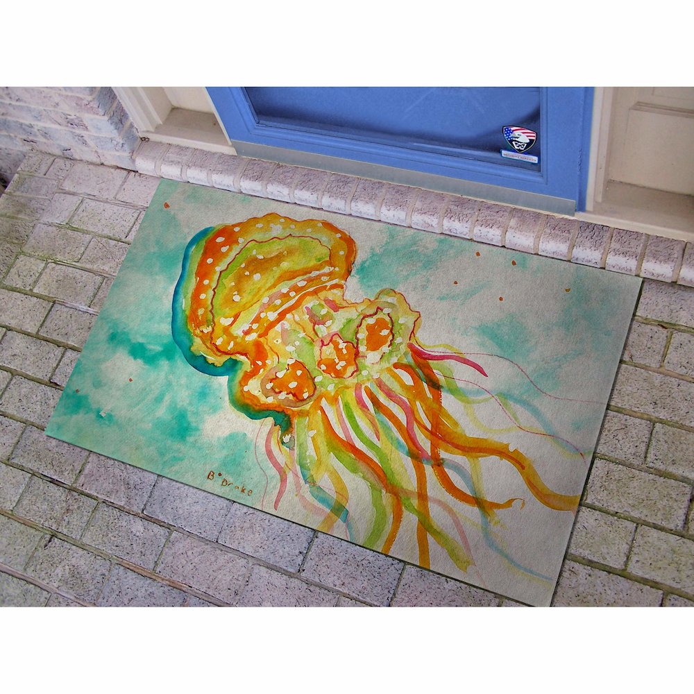 Orange Jellyfish Door Mat 30x50