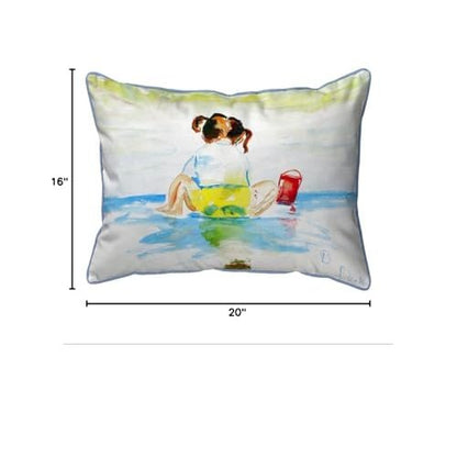 Pigtails Playing Large Indoor/Outdoor Pillow 16x20