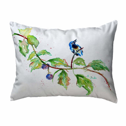 Bird & Blackberries Noncorded Indoor/Outdoor Pillow 11x14