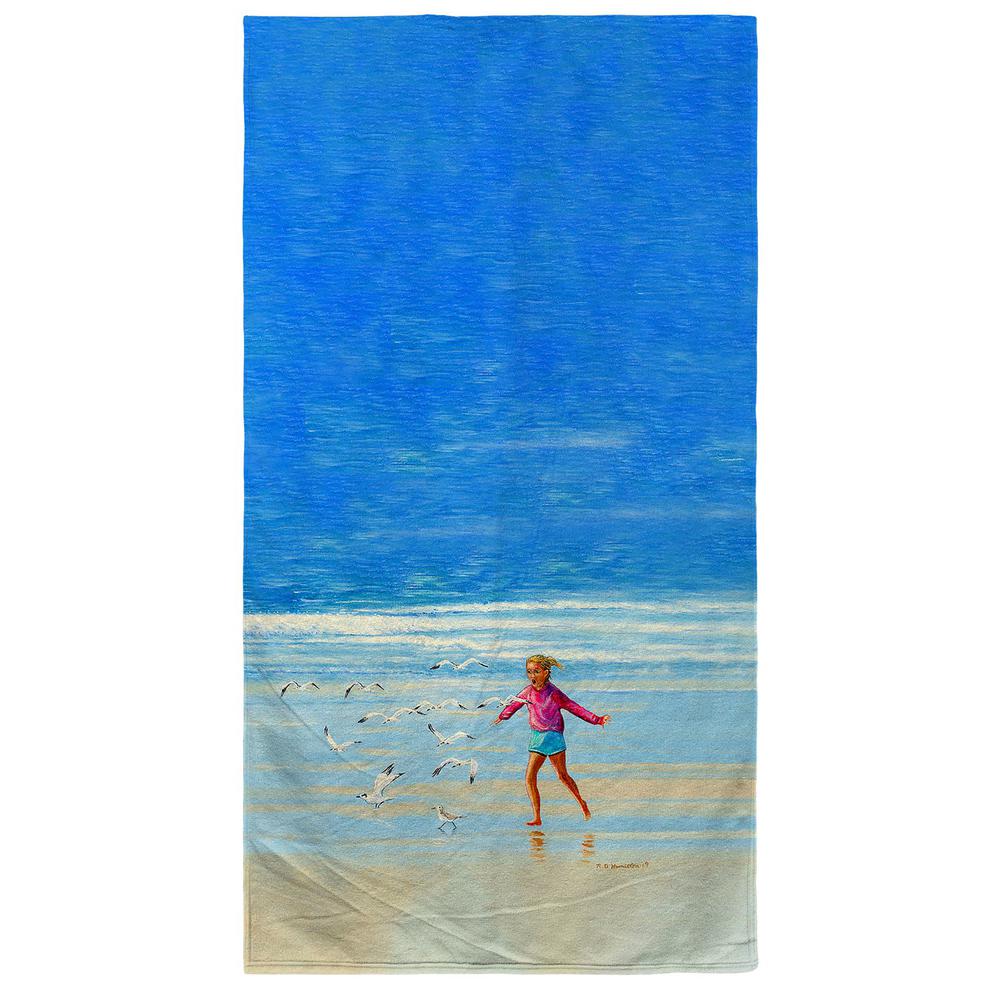 Chasing Gulls Beach Towel
