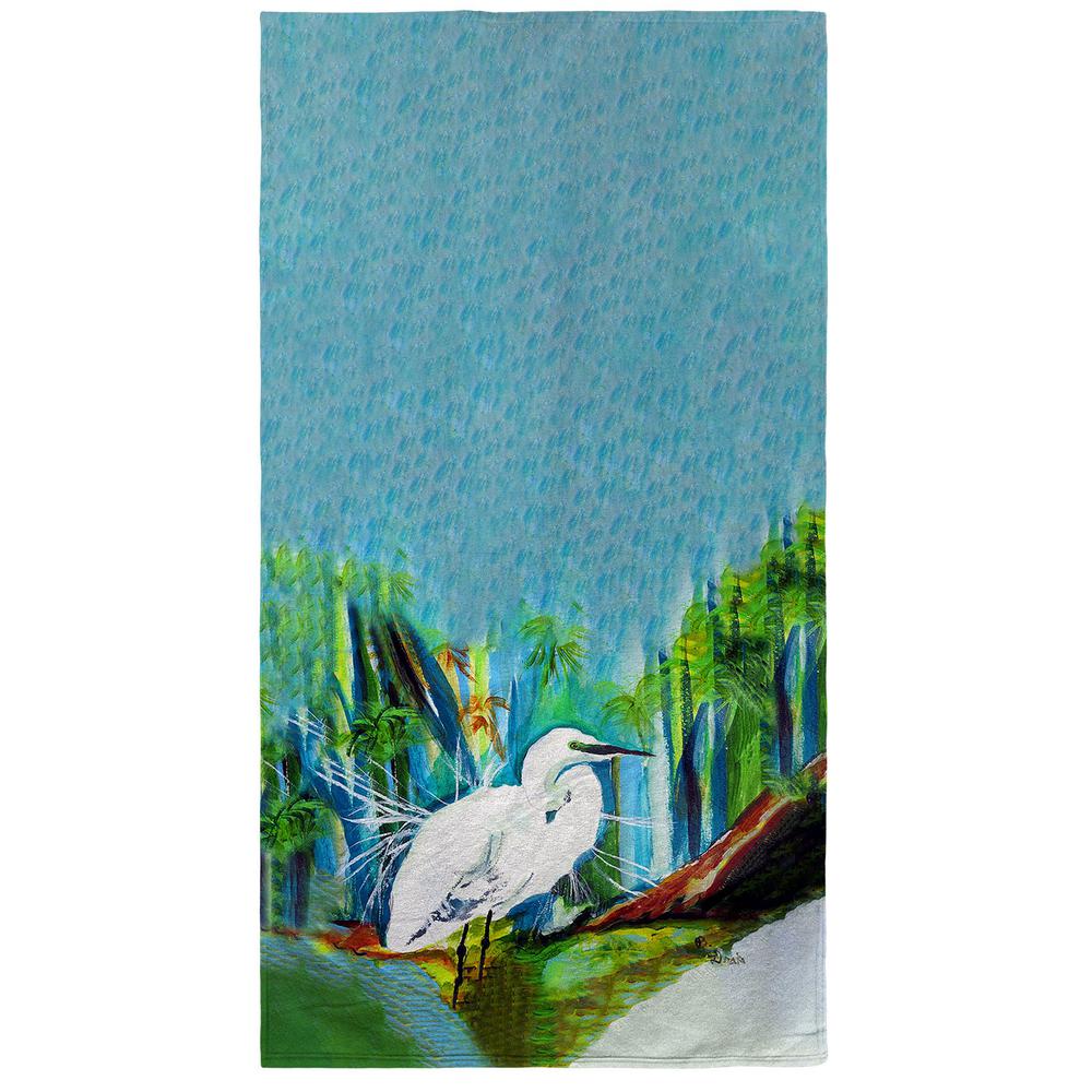 Acrylic Egret Beach Towel