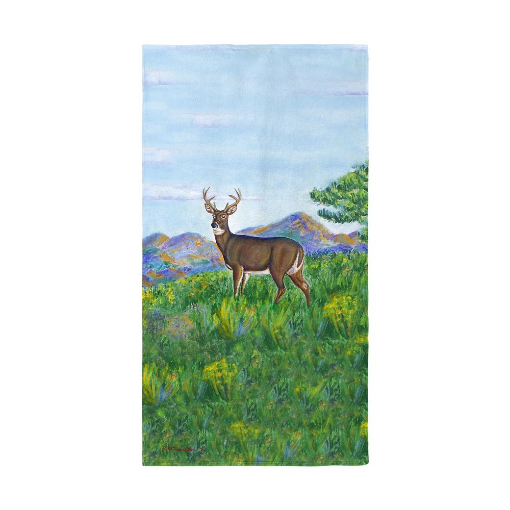 Deer in Mountains Beach Towel