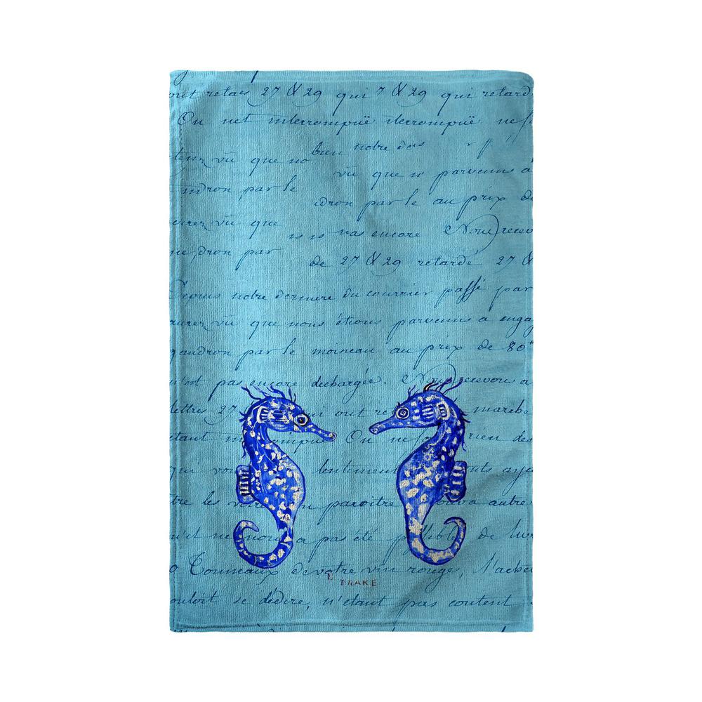 Blue Sea Horses Beach Towel