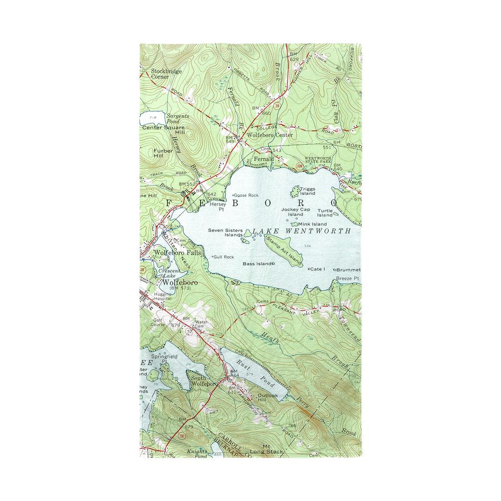 Lake Wentworth, NH Nautical Map Beach Towel