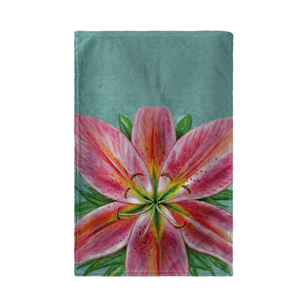 Pink Lily Beach Towel