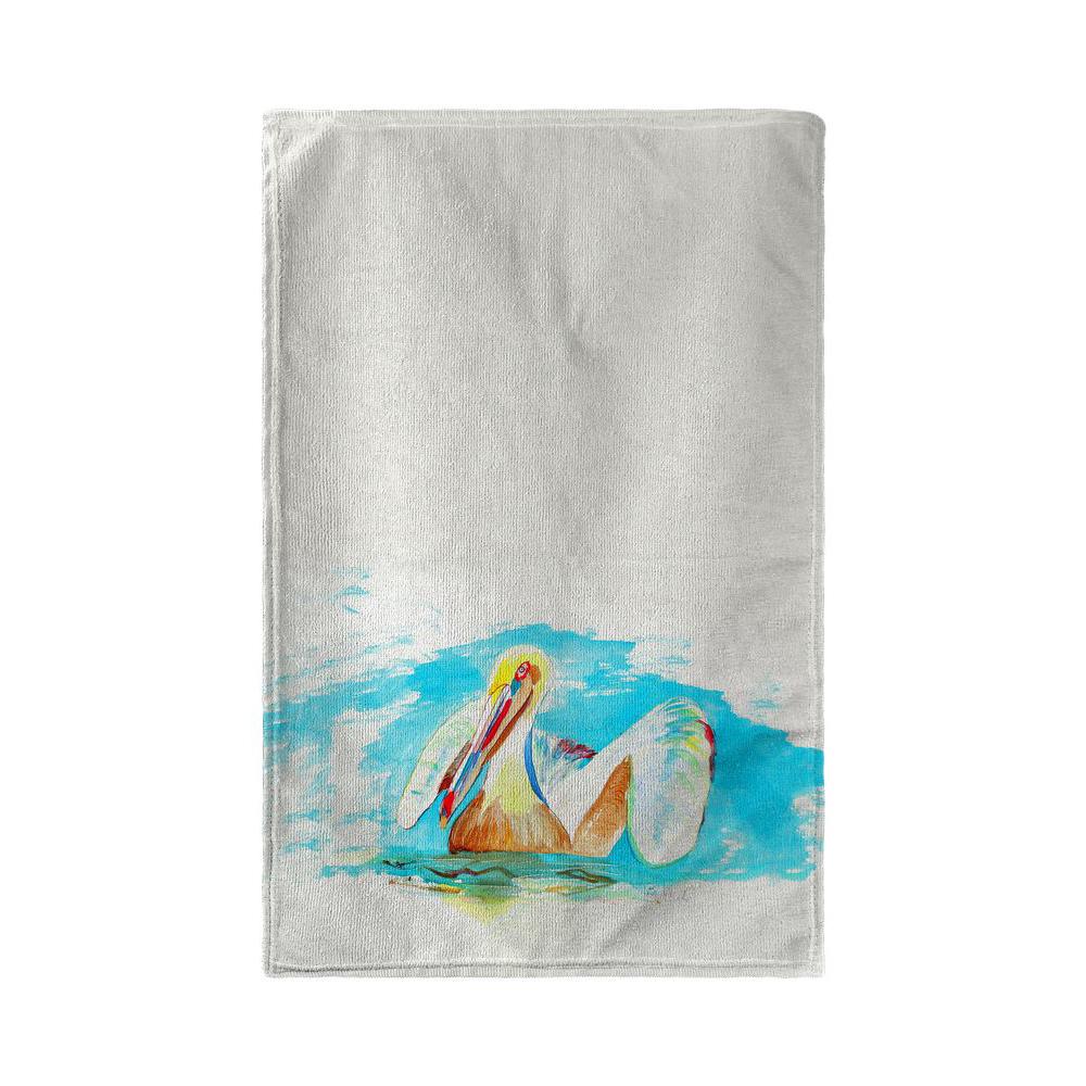 Pelican in Teal Beach Towel