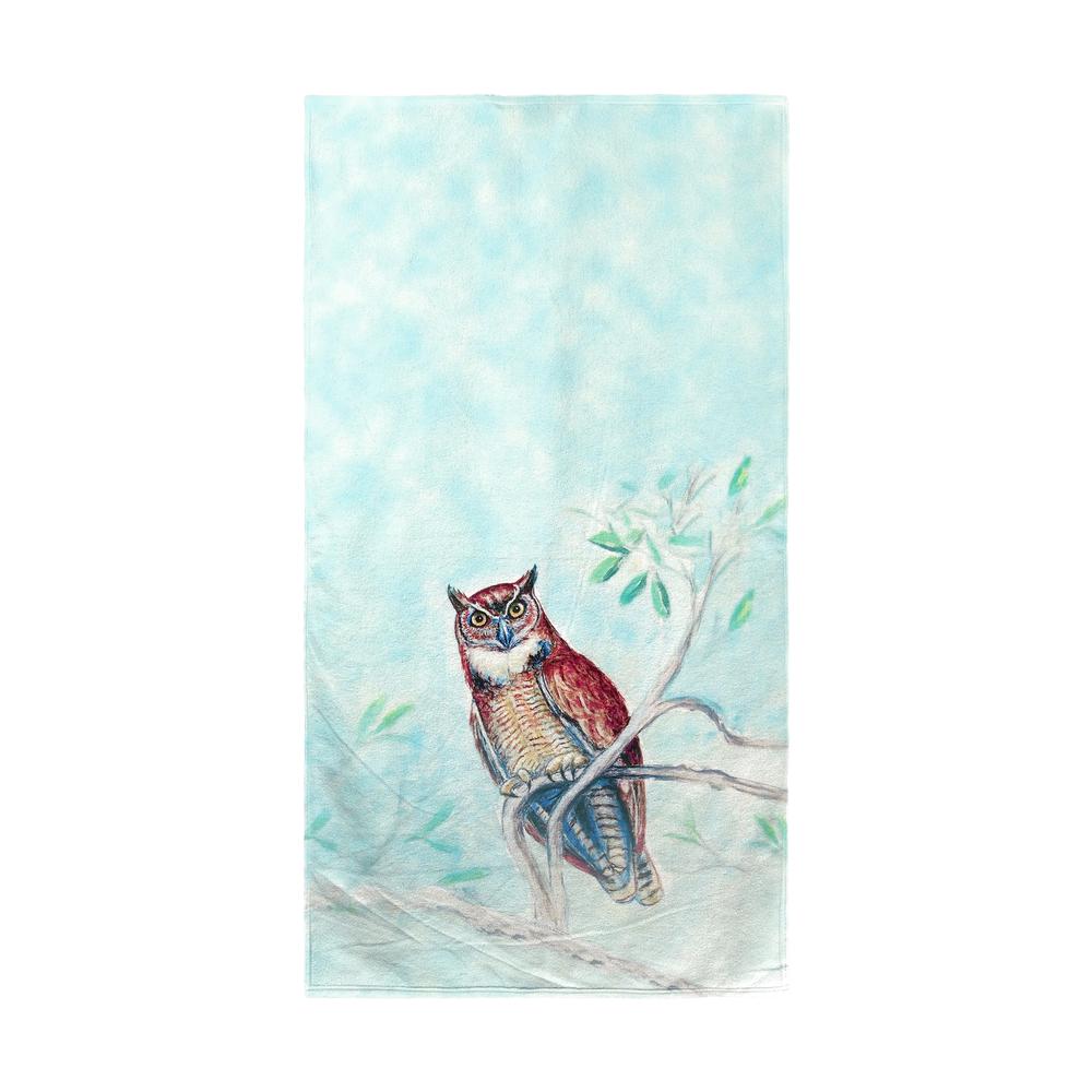 Owl in Teal Beach Towel