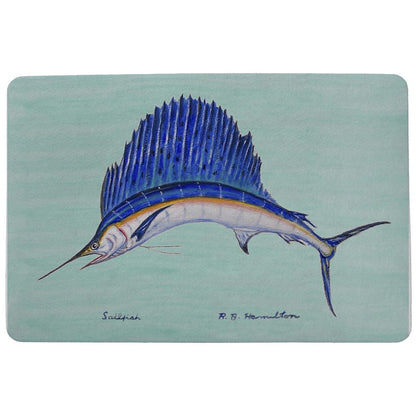 Sailfish on Teal Door Mat 18x26