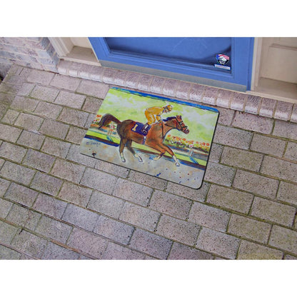 Racing Horse Gold Door Mat 18x26