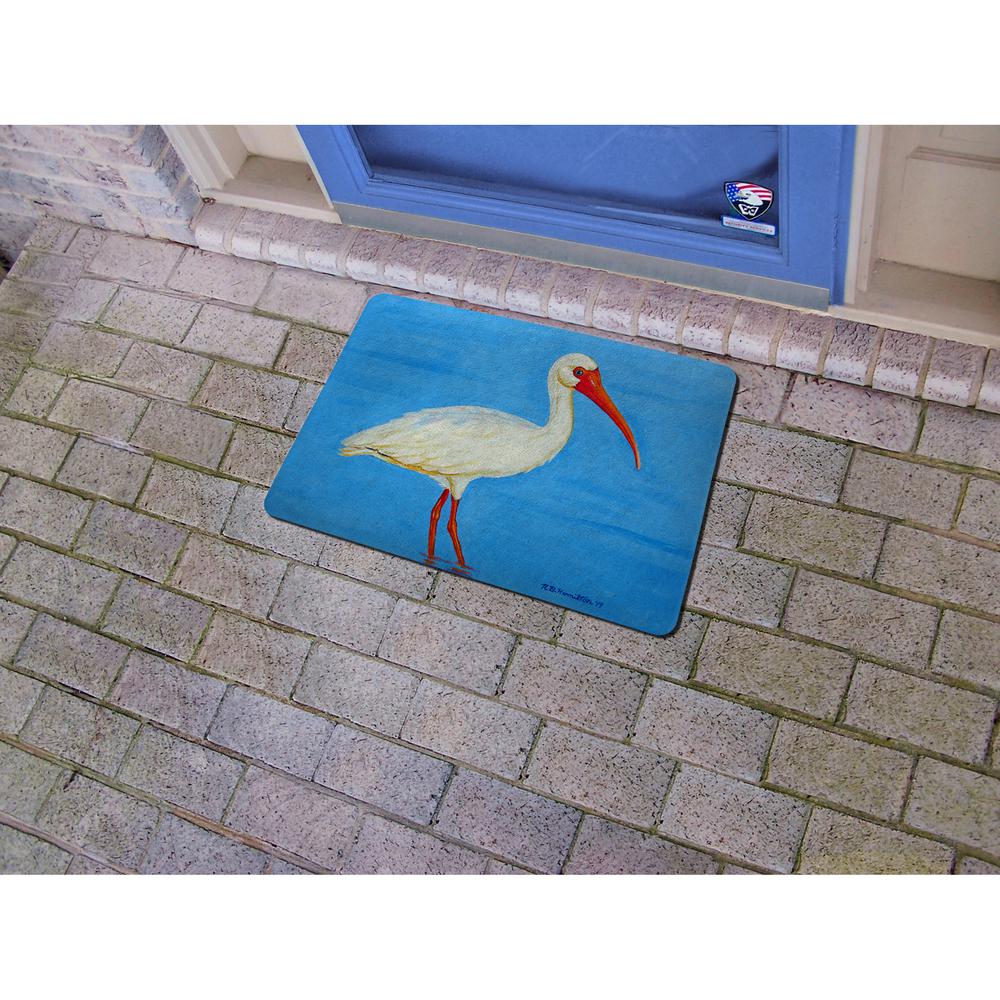 Posing White Ibis Door Mat 18"x26"