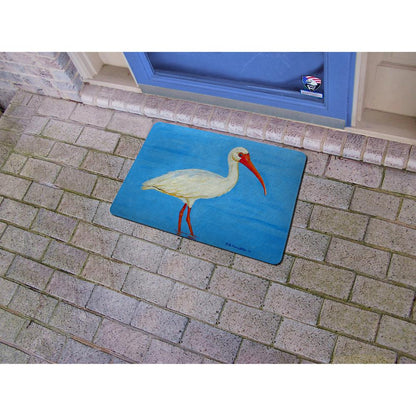 Posing White Ibis Door Mat 18"x26"