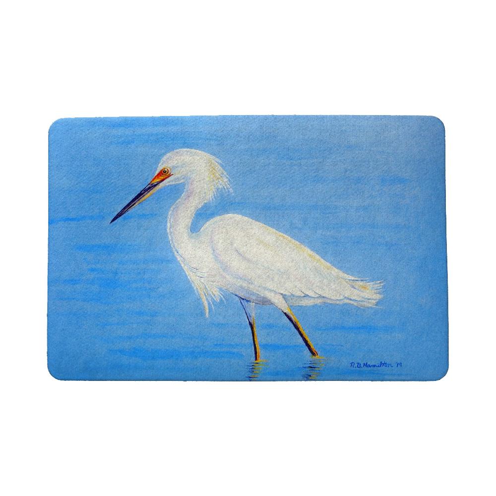 Stalking Snowy Egret Door Mat 18"x26"
