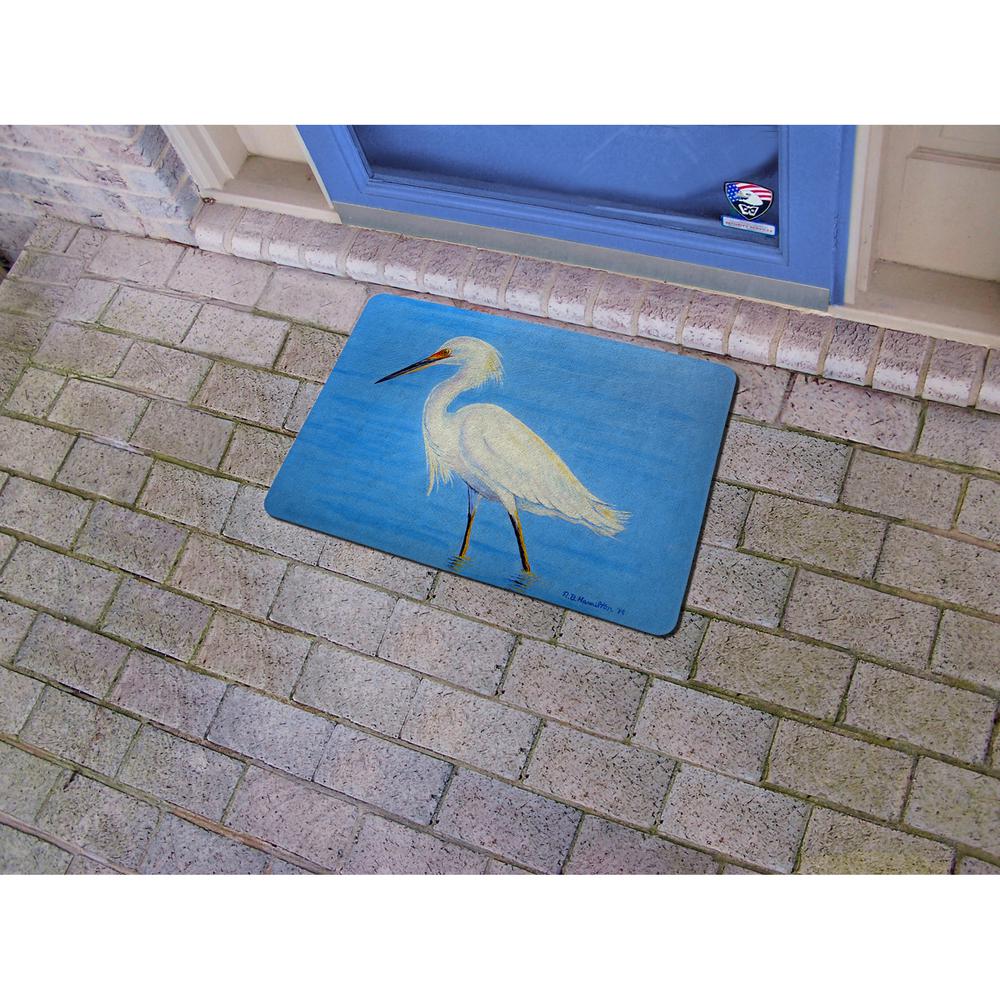 Stalking Snowy Egret Door Mat 18"x26"