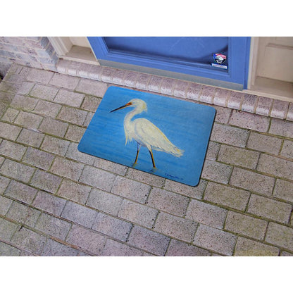 Stalking Snowy Egret Door Mat 18"x26"
