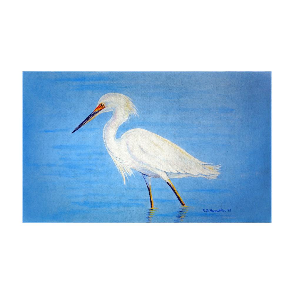 Stalking Snowy Egret Door Mat Large 30"x50"