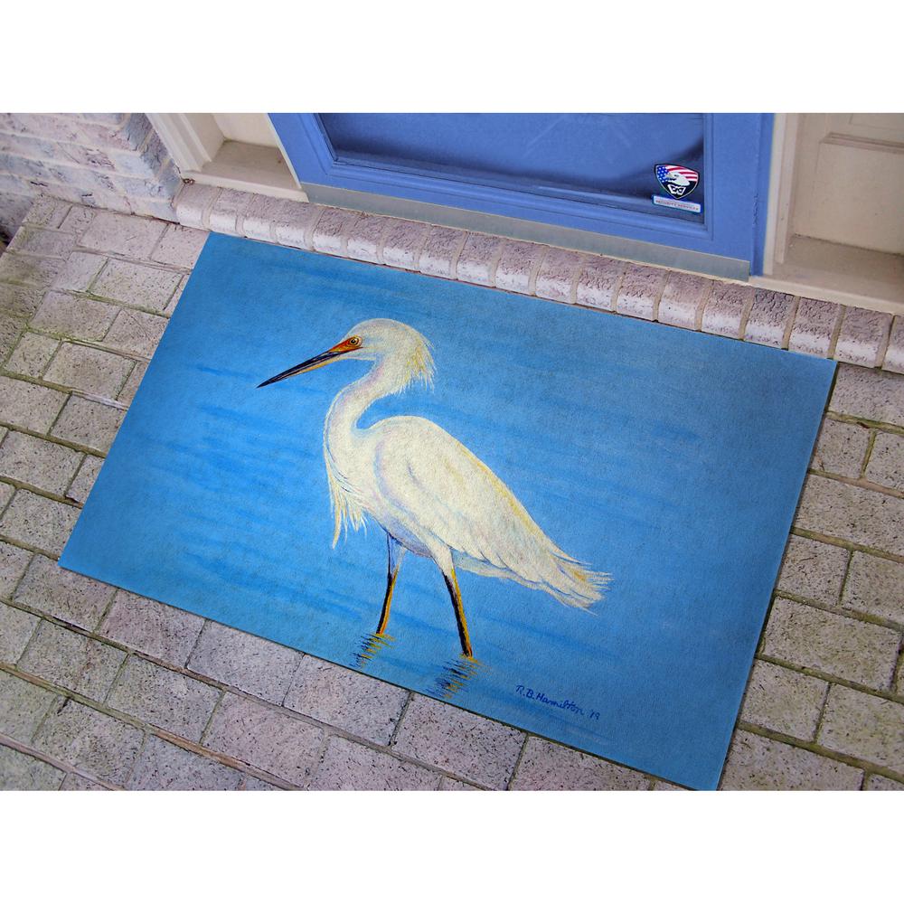 Stalking Snowy Egret Door Mat Large 30"x50"