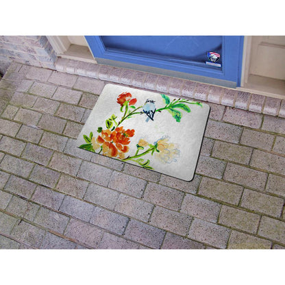 Blue Bird & Flowers Door Mat 18x26