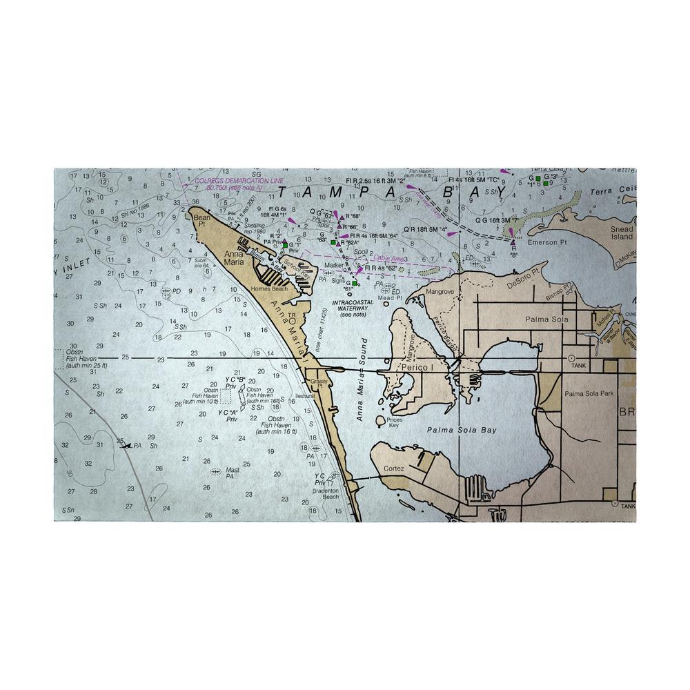 Anna Maria Island, FL Nautical Map Door Mat 18x26