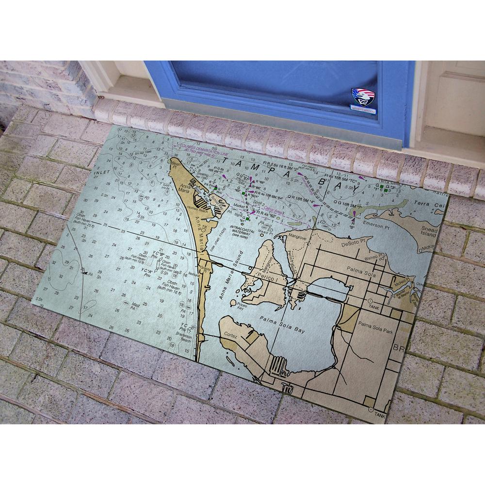 Anna Maria Island, FL Nautical Map Door Mat 30x50
