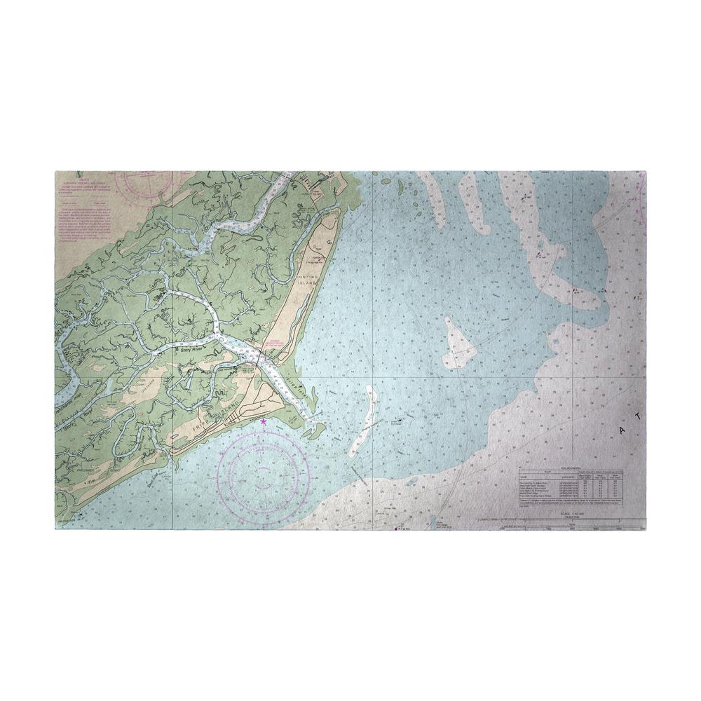 Fripp Island, SC Nautical Map Large Door Mat