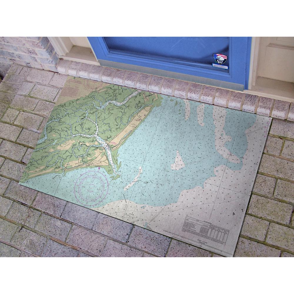 Fripp Island, SC Nautical Map Large Door Mat