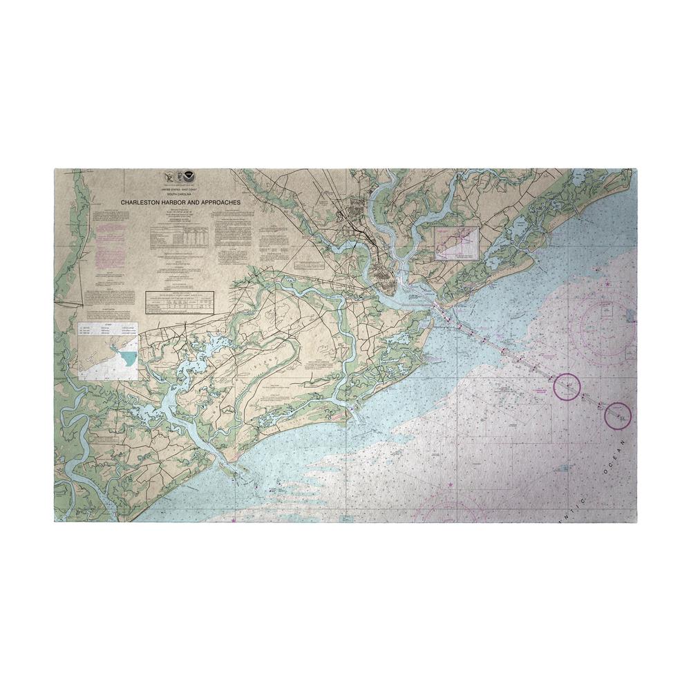 Charleston Harbor and Approaches, SC Nautical Map Large Door Mat