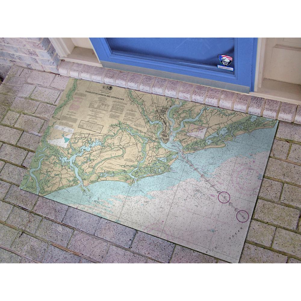 Charleston Harbor and Approaches, SC Nautical Map Large Door Mat