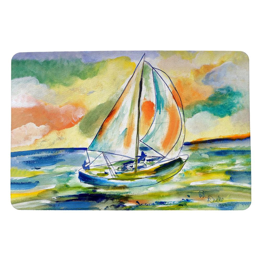 Orange Sailboat Small Door Mat