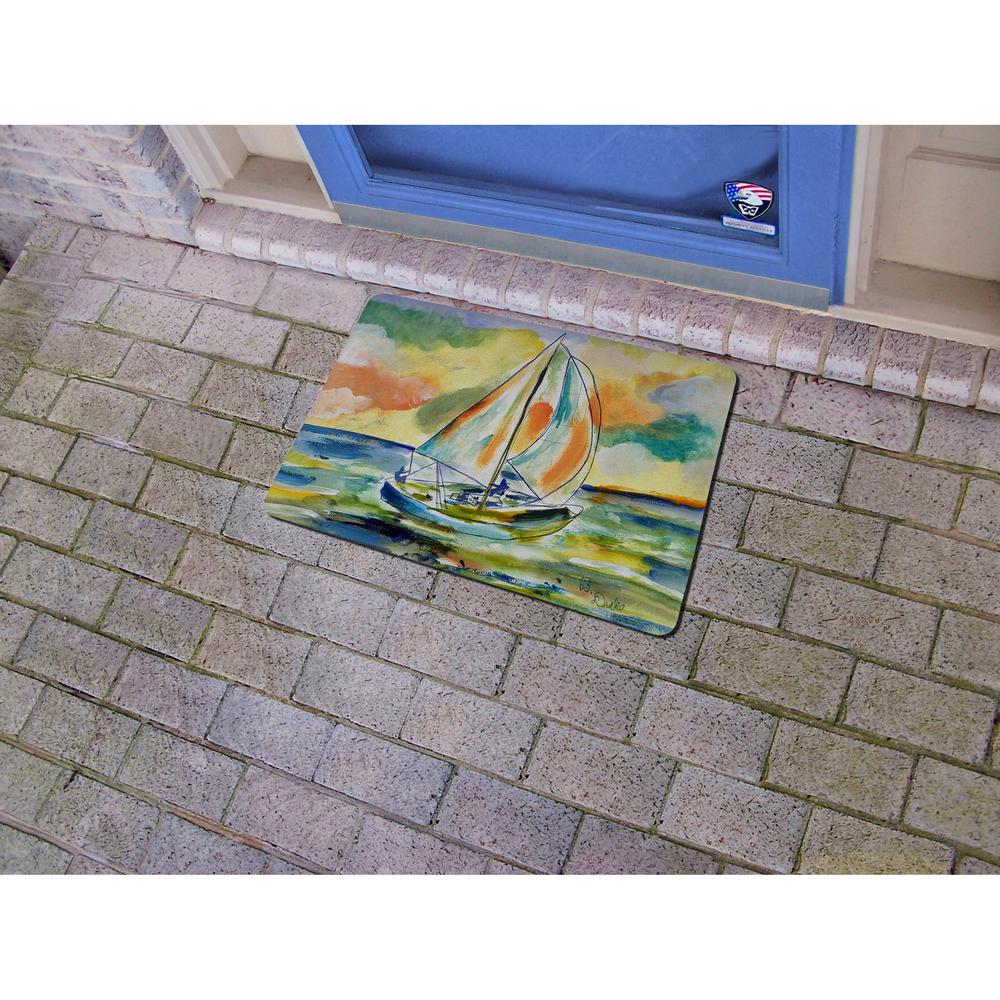 Orange Sailboat Small Door Mat
