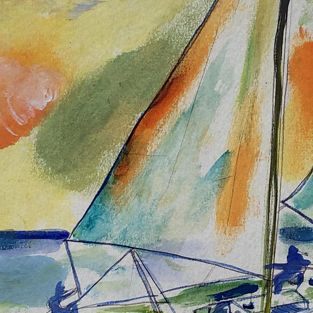Orange Sailboat Small Door Mat
