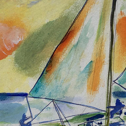 Orange Sailboat Small Door Mat