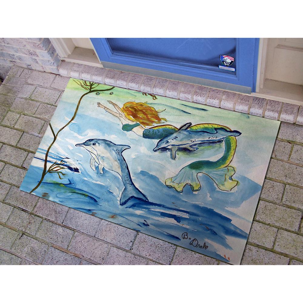 Mermaid and Dolphins Large Door Mat