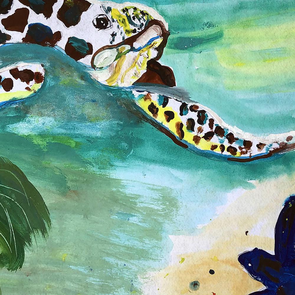 Sea Turtle and Babies Large Door Mat