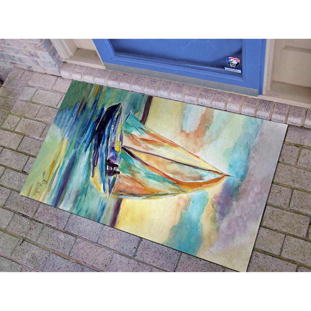 Teal Sailboat Large Door Mat
