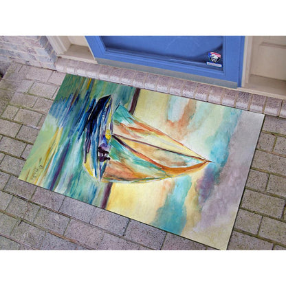 Teal Sailboat Large Door Mat