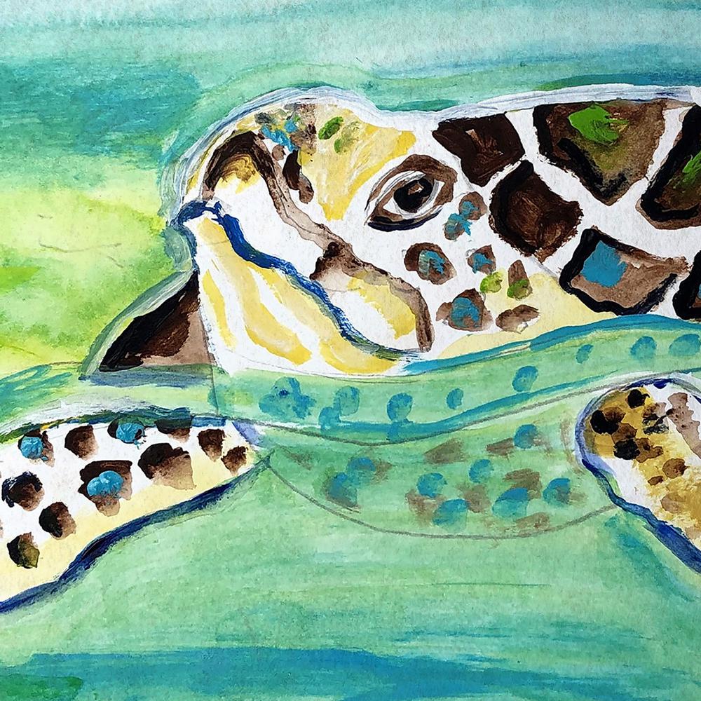Sea Turtle Surfacing Large Door Mat