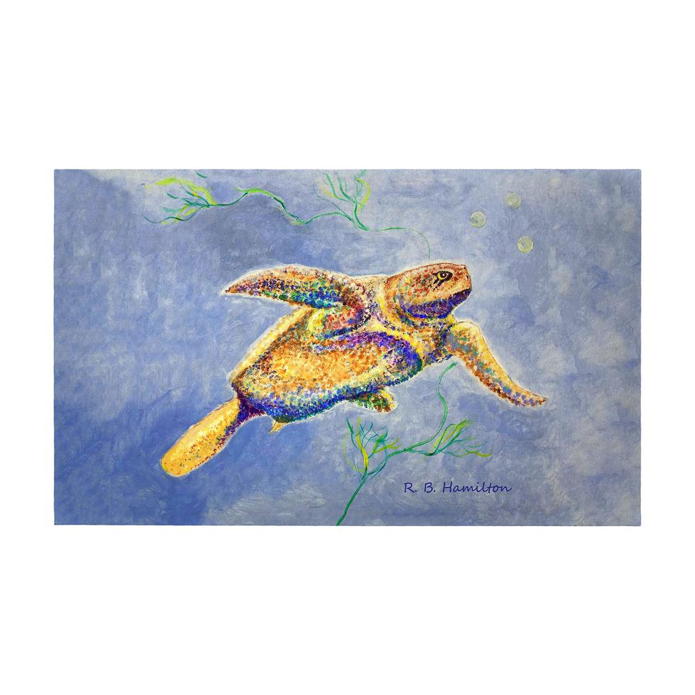 Pointillist Sea Turtle Door Mat 30x50