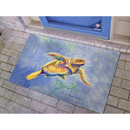 Pointillist Sea Turtle Door Mat 30x50