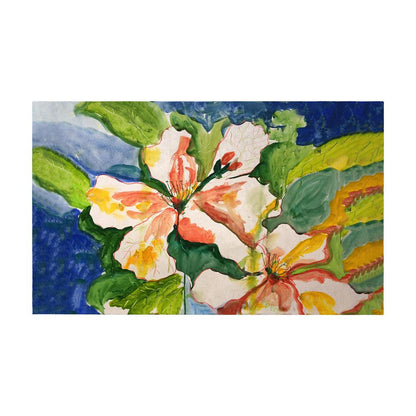 White Hibiscus Door Mat 30x50