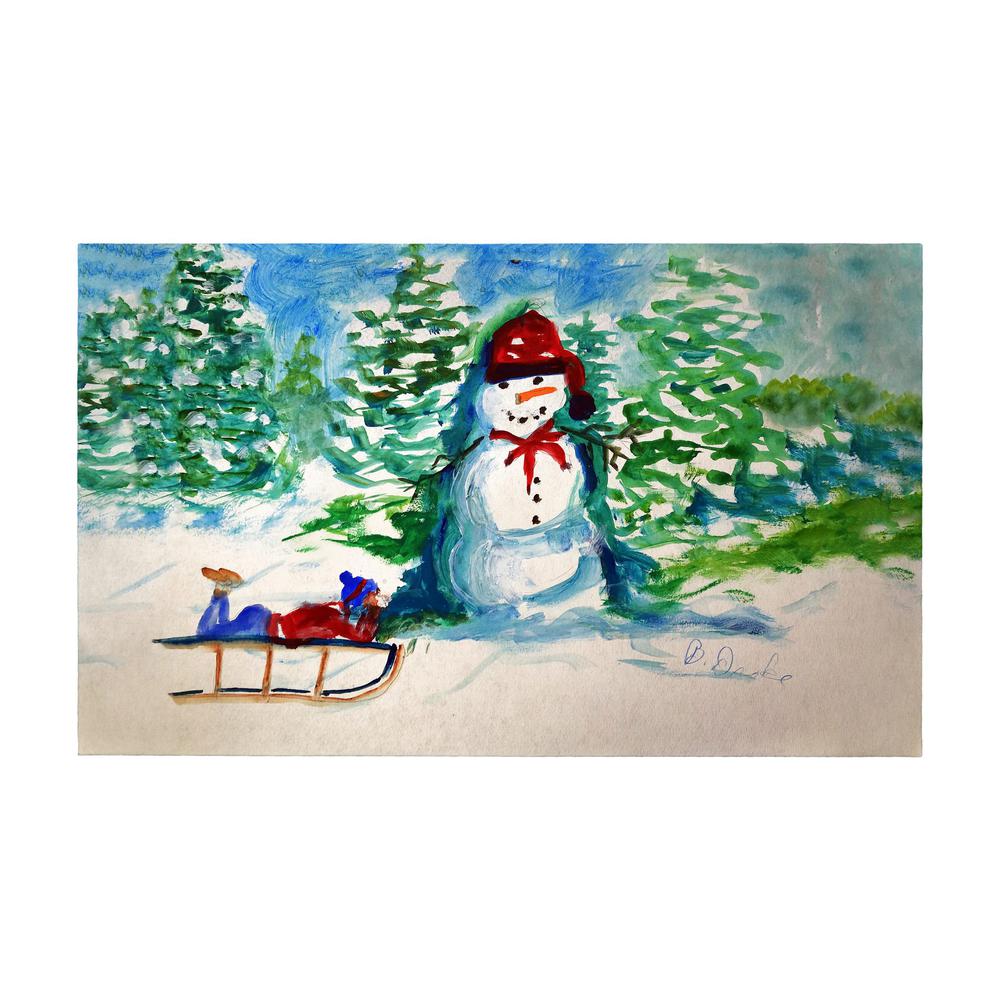 Snowman & Sled Door Mat 30x50