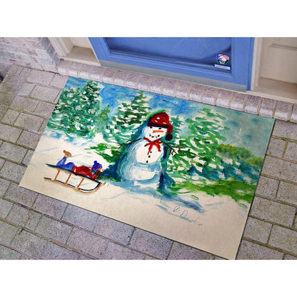 Snowman & Sled Door Mat 30x50
