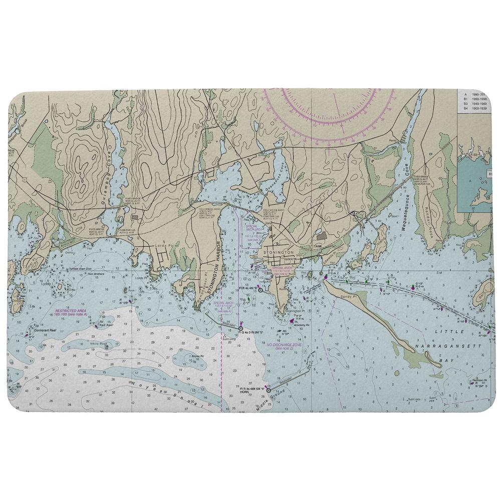 Stonington Harbor, CT Nautical Map Door Mat 18x26