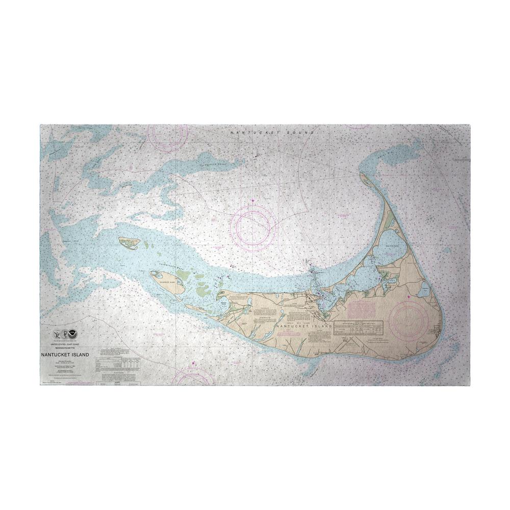 Nantucket Island, MA Nautical Map Door Mat Large