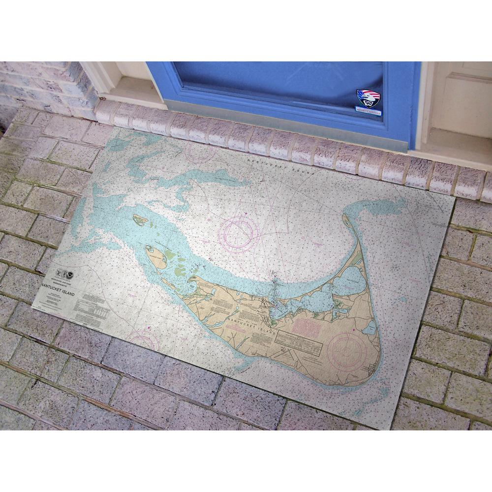 Nantucket Island, MA Nautical Map Door Mat Large