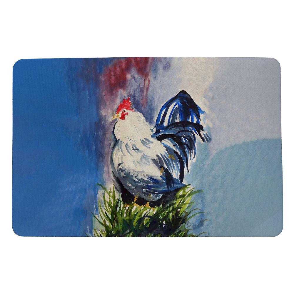 Blue & White Rooster Door Mat 18x26