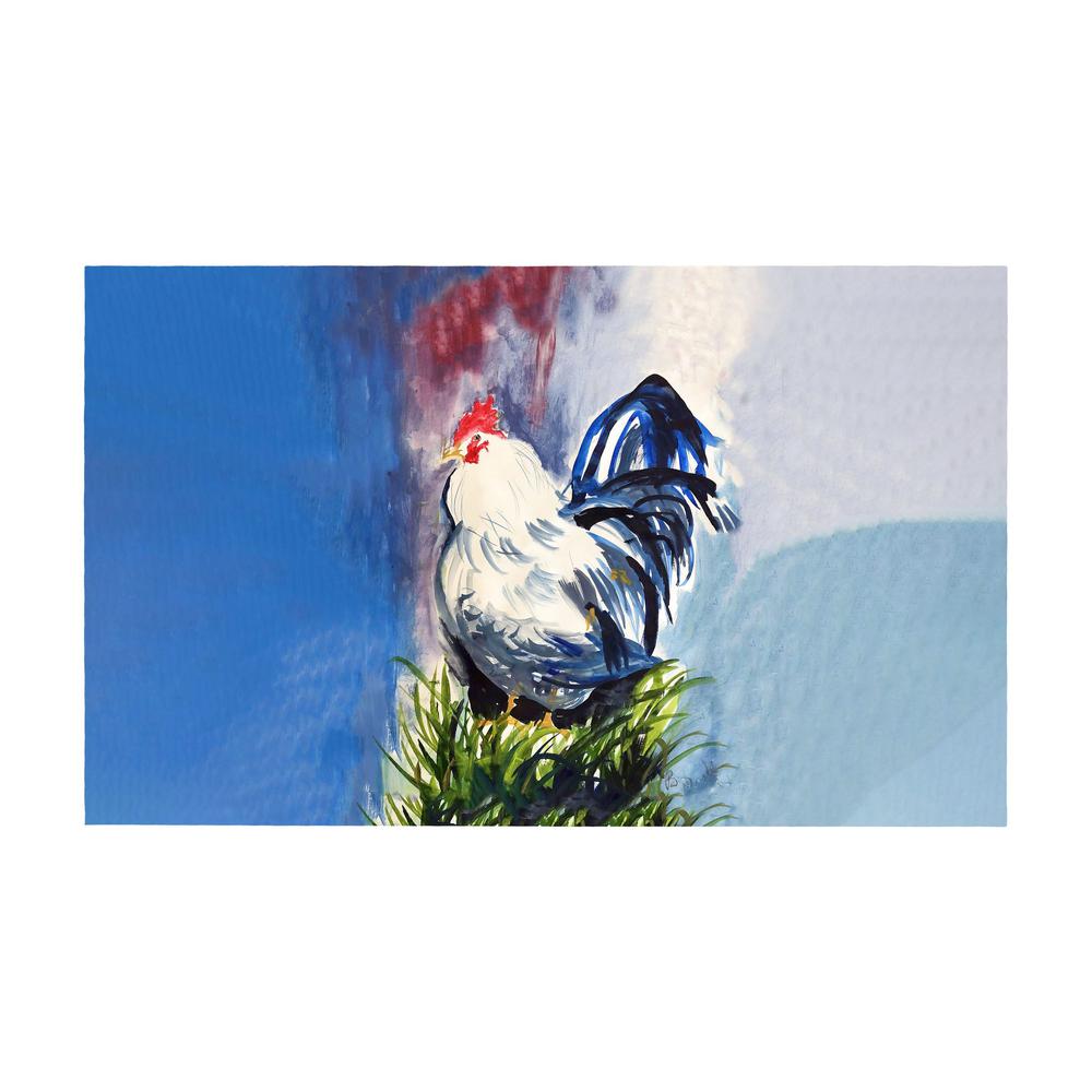 Blue & White Rooster Door Mat 30x50